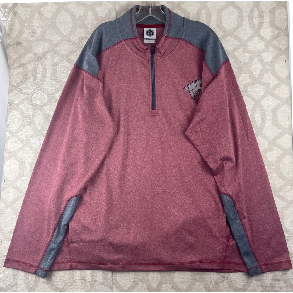 NHL Arizona Coyotes Quarter Zip Pullover Mens XL Maroon‎ Gray Heathered 1145318